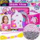  Kreatives SET für Mädchen DIY KISSEN mit Pailletten EINHORN Jasiek