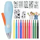  AIRBRUSH FUN PAINTING PEN SET mit 7 Karten mit Vorlagen, 12 Farben