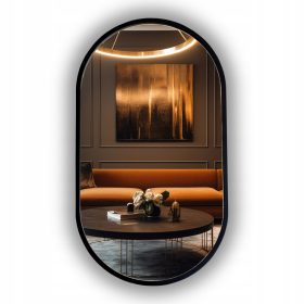    Ovaler schwarzer Badezimmerspiegel mit Beleuchtung 120x55 cm