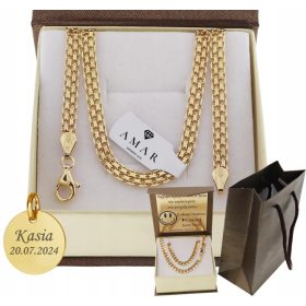    GOLD VOLLSTÄNDIGE DAMENKETTE BISMARK PR. 925 585 14K + KOSTENLOSE GRAVUR