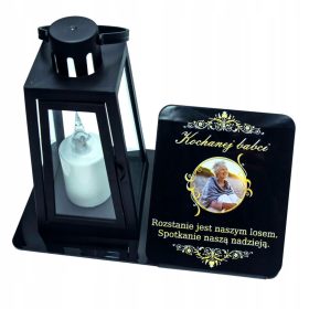  LED-KERZENSTATUETTE MIT FOTO FÜR DAS FRIEDHOF GRAB