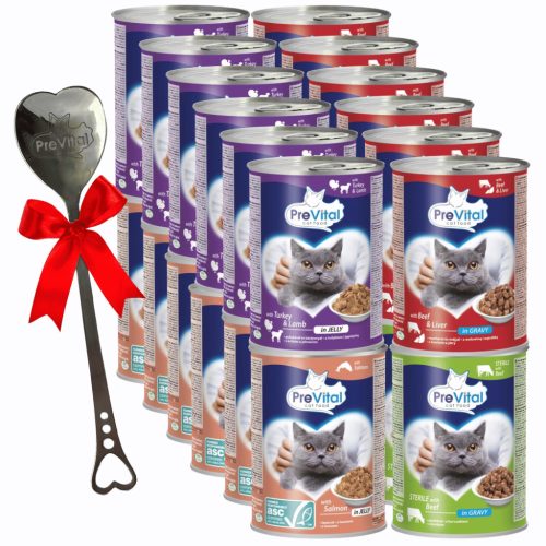  Nassfutter für Katzen, Geschmacksmischung, Dose 415 g x 24 Stück, PREVITAL VITA. AE D3