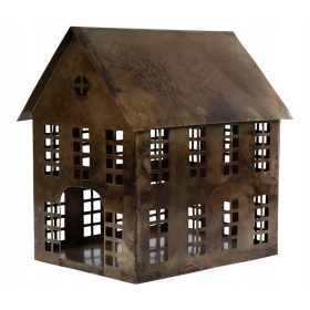  LATERNENHAUS Metall gold 35x25cm