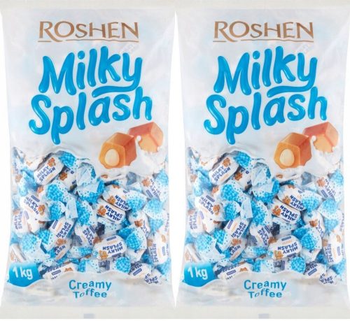 Roshen Milky Splash Toffi Karamellbonbons mit Milchfüllung, 1kg Doppelpack