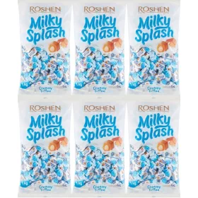   Roshen Milky Splash Toffi Karamellbonbons mit Milchfüllung, 1 kg - 6er Pack