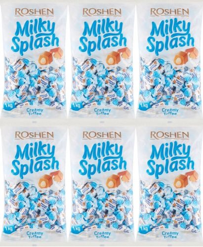 Roshen Milky Splash Toffi Karamellbonbons mit Milchfüllung, 1 kg - 6er Pack