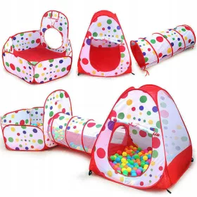   Set für ein Kinderzelt 3in1, Tunnel und GTB-Pool, mehrfarbig