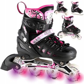   4in1 Nils Extreme NH10905 Inline-Skates, Schwarz und Pink, Größen 31-34