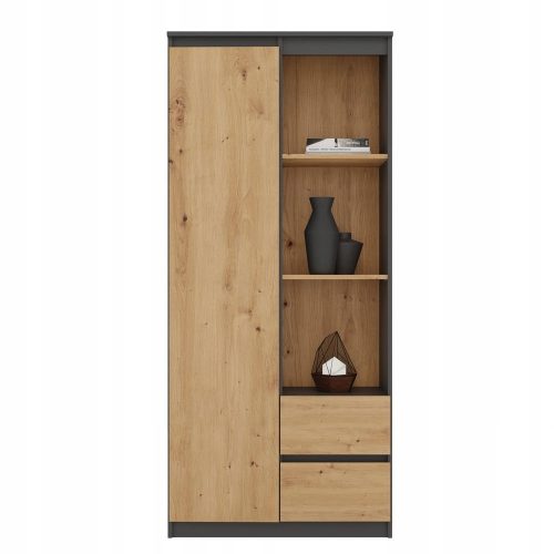  BÜRO-BÜCHERREGAL MIT TÜREN RS-80 BILY ANTHRAZIT ARTISAN