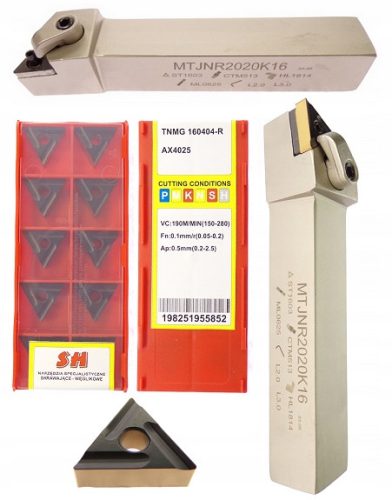 Drehmesser SH MTJNR 20x20 K16 1 Stk. + SH TNMG 160404-R AX 4025 Einsätze 10 Stk.