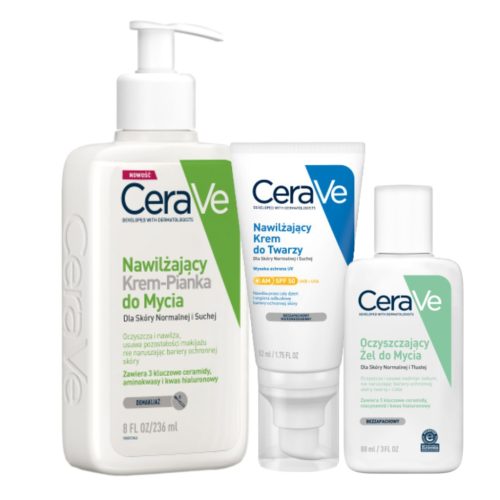 CeraVe Pflegeset für normale bis trockene Haut mit SPF 50 und Reinigungsschaum