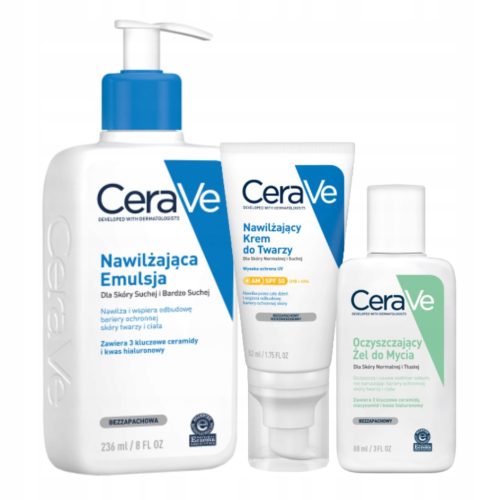 CeraVe Pflegeset für normale bis trockene Haut mit Feuchtigkeitscreme und Reinigungsemulsion