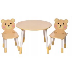  Holztisch + 2 Stühle SET für Kinder Teddybären