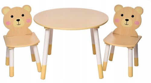  Holztisch + 2 Stühle SET für Kinder Teddybären