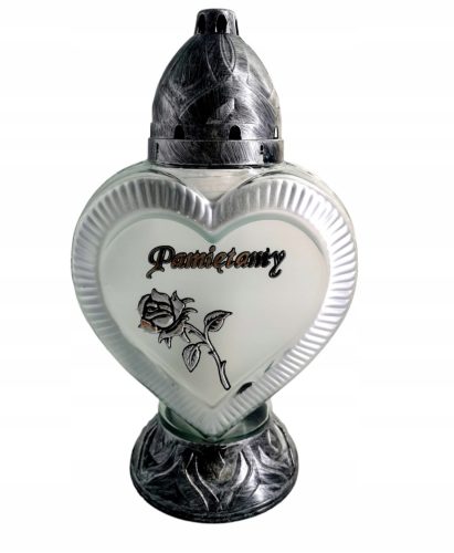  WUNDERSCHÖNE HERZKERZE „WE REMEMBER“ AUS MILCHGLAS EINZIGARTIGE LATERNE MIT ROSE
