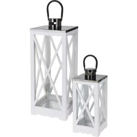  H&S Laterne Holz, Metall, Glas 52 cm