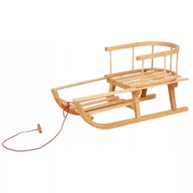  HOLZSCHLITTEN MIT RÜCKENTEIL AUS MASSIVEM HOLZ