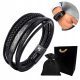  Herrenarmband mit GRAVUR aus Leder, schwarz VALENTINSTAG + KOSTENLOSE GRAVUR