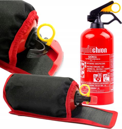 Auto-Pulver-Feuerlöscher 1 kg BC + Auto-Feuerlöscher-Halterung mit Klettverschluss