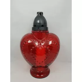  MITTLERE HERZkerze aus rotem Glas mit einem 30-cm-Einsatz