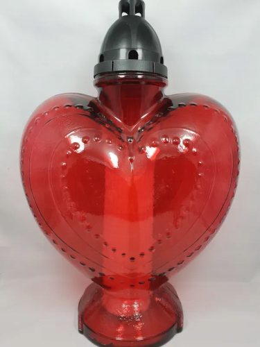  GROSSE RIESIGE Herzkerze aus rotem Glas mit 44 cm Einsatz