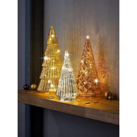  SET MIT 3 WEIHNACHTSBÄUMEN, LED-DEKO, GLASVERZIERUNG