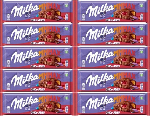 Milka Mmmax Choco Jelly - Schokolade mit Alpenmilch, Gummibärchen und knisternden Bonbons, 250g 10er Pack