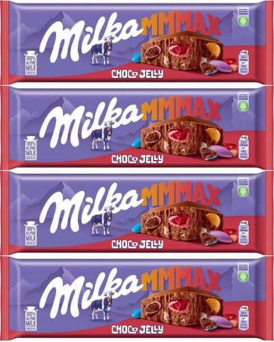 Milka Mmmax Choco Jelly – Vollmilchschokolade mit süßen Überraschungen, 250 g, 4er-Pack