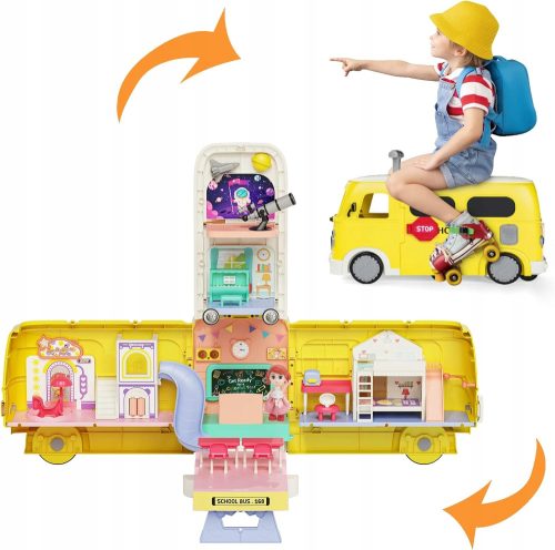  Joy4kids 2IN1 SCHULBUS Puppenhaus