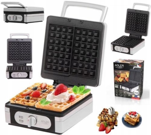 Adler AD 3056S Waffeleisen 2000 W Silber/Grau
