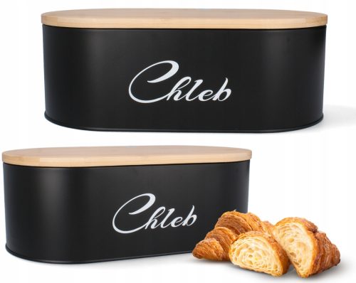  Chomik Cook Line Brotkasten mit Brett, Metall in Schwarz, Braun- und Beigetönen
