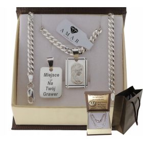    SILBERNE VOLLSTÄNDIGE RÜSTUNGSKETTE FÜR DAMEN MIT PR 925-MEDAILLE + KOSTENLOSE GRAVUR