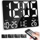  DIGITALE ELEKTRONISCHE WANDUHR MIT FERNBEDIENUNG, TEMPERATUR, DATUM, LED-WECKER