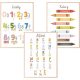  Set mit 3 A3-Postern MONTESSORI, pädagogisches Alphabet, Zahlen, Farben, verschiedene Muster