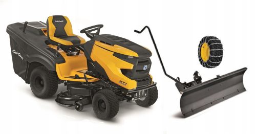 Gartentraktormäher Cub Cadet XT1 OR95 Traktormäher – 95 cm 18 PS + Bulldozer Pflug Schneeketten Traktor MTD SET