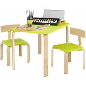    MÖBEL-SET 2 STÜHLE KINDERSPIELTISCH GRÜN ABGERUNDETE ECKEN