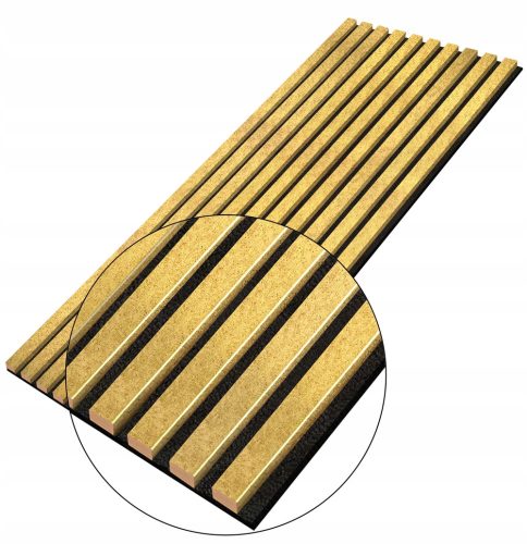 Wandlamellen, Dekorplatte auf FILZ, 10 Stück, gold, mit Struktur, 275x46