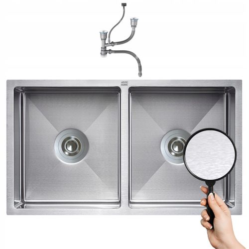 ANW-Spüle mit zwei Becken. Spüle aus Inox-Stahl
