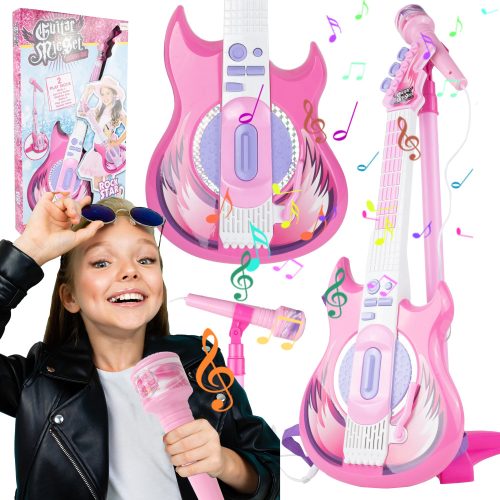  ROCK E-GITARRE + MIKROFON AUF EINEM STÄNDER