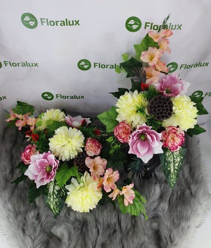  Set Kopfschmuck + Blumenstrauß, Blumenstrauß für das Grab, Komposition