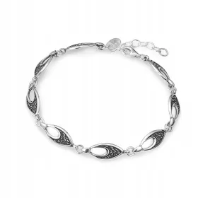    Armband aus oxidiertem Silber mit Muster, Silber pr925, verstellbar