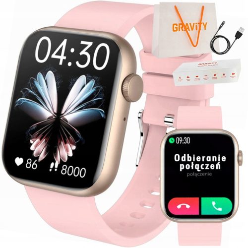  SMARTWATCH GRAVITY 1,85" Damenuhr ANTWORTEN ANRUFE SCHRITTE MENÜ PL
