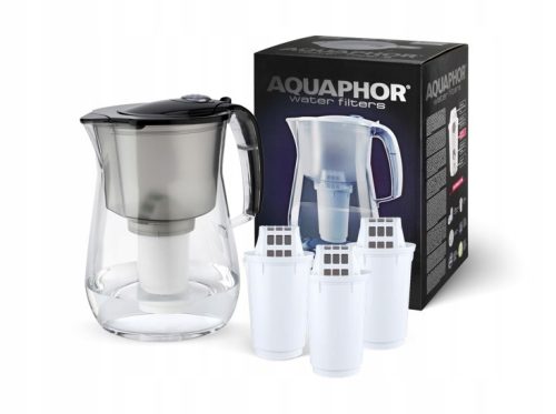  Aquaphor Filterkrug Aquaphor Provence Krug + 3 Einsätze A5, schwarz 4,2 l schwarz