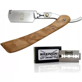    M. Barbe Rasiermesser mit silbernen und beigen Rasierklingen