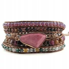  Rhodonit Stein Indisches Achat Boho Armband