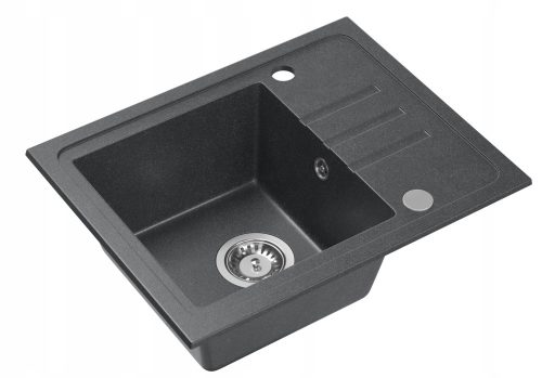 Royal Sanitary Einzelbeckenspüle, schwarzer Granit