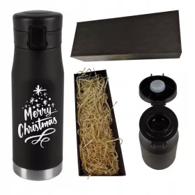 Thermosbecher mit Gravur „Urlaubsthermos“.