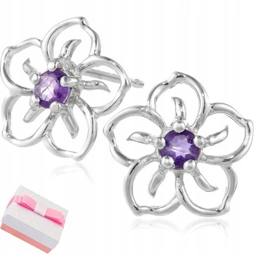  SILBERNE OHRRINGE, OHRRINGE FÜR MÄDCHEN, Ohrstecker, rhodinierte BLUMEN