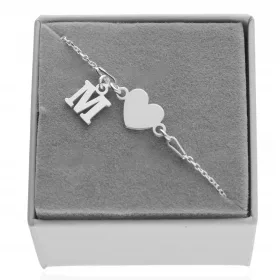    Silbernes Herzarmband, Herzbuchstabe, Buchstabe, Gravurbox, Silber 925