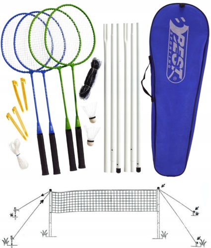 BEST SPORTING 500 Schläger x4 Badmintonschläger mit Netzshuttles